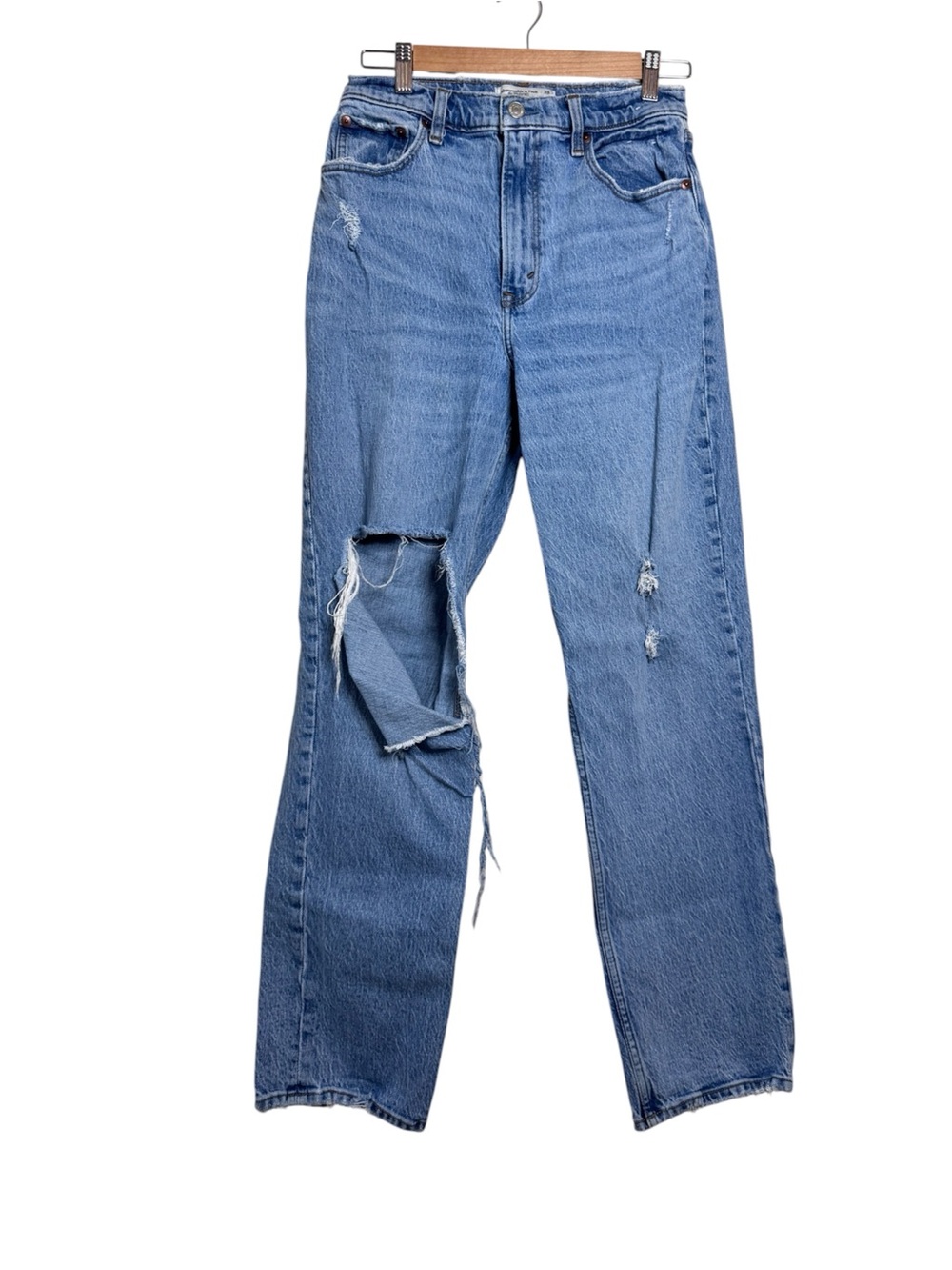 Abercrombie & Fitch The 90s Straight Ultra High Rise Distressed Jeans